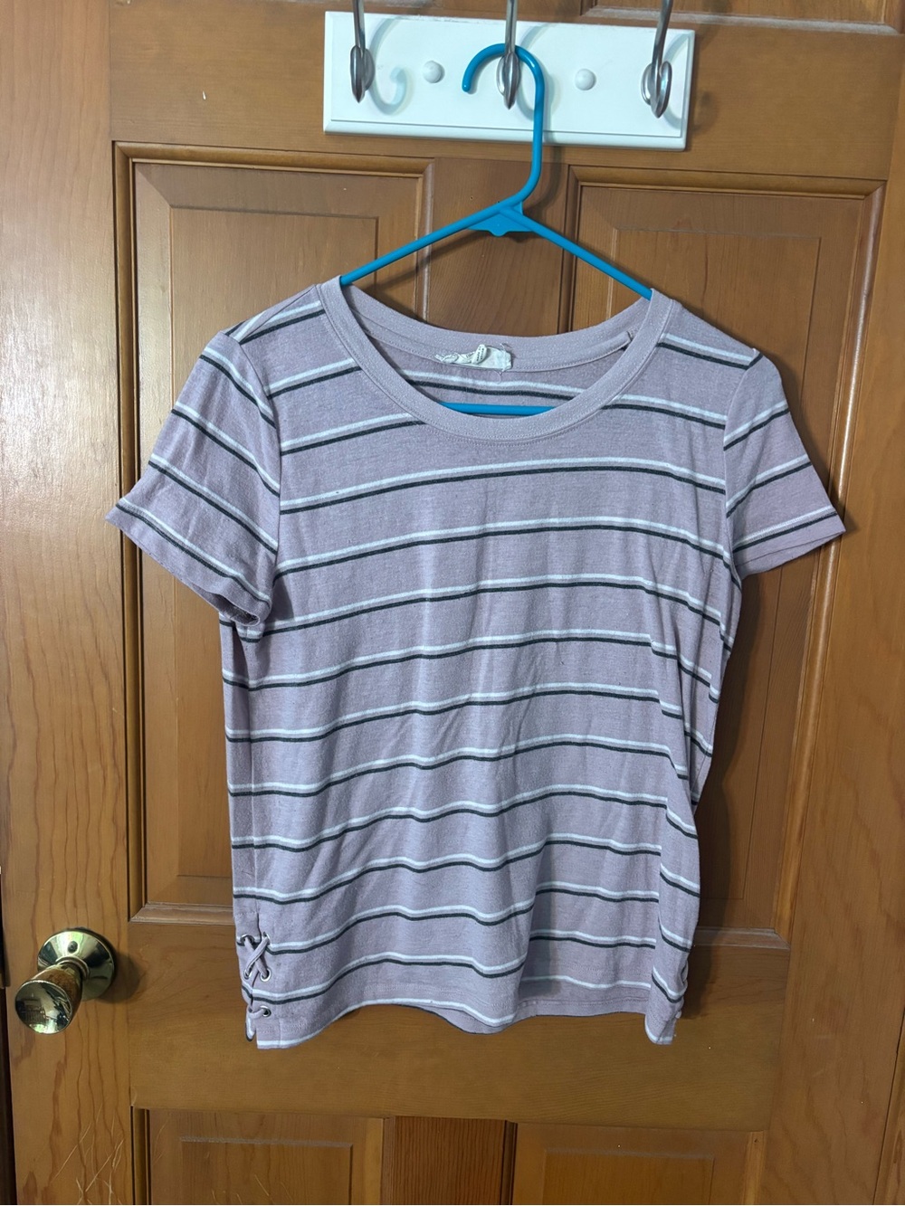 Pink Republic Lavender Striped Tee with Contrast Bands